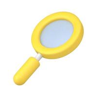 Yellow magnifying glass 3d icon illustration. vector