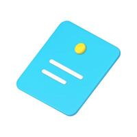 Push pin and note paper 3d icon illustration vector