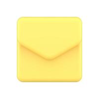 Yellow glossy envelope new message internet notification realistic 3d icon illustration vector