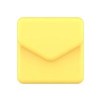 Yellow glossy envelope new message internet notification realistic 3d icon illustration vector