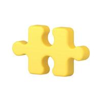 Yellow puzzle piece 3d icon illustration vector