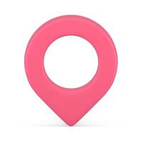 Vertical pink map pin with hole attached GPS pointer location place realistic 3d icon vector