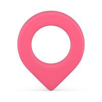 Vertical pink map pin with hole attached GPS pointer location place realistic 3d icon vector