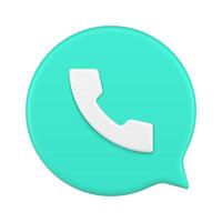 Realistic green call connection voice chat application quick tips 3d icon illustration vector