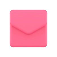 Realistic 3d icon pink paper envelope inbox post online notification illustration vector