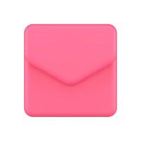 Realistic 3d icon pink paper envelope inbox post online notification illustration vector