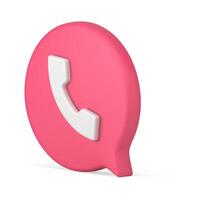 Pink 3d realistic icon mobile app voice call application service isometric illustration vector