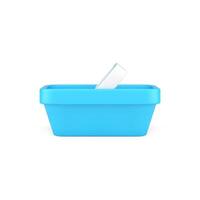 Realistic 3d icon empty shopping basket glossy blue plastic container for grocery purchase vector