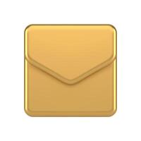 Premium newsletter incoming message chat button notification metallic golden 3d icon vector