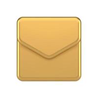 Premium newsletter incoming message chat button notification metallic golden 3d icon vector