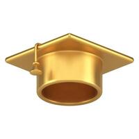 Graduation cap metallic glossy realistic 3d icon high school college university complete vector