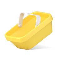 Yellow plastic shopping basket online purchase goods delivery realistic 3d icon illustration vector