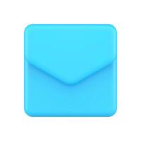 Newsletter incoming message glossy blue envelope front view realistic 3d icon illustration vector