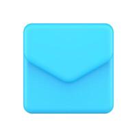 Newsletter incoming message glossy blue envelope front view realistic 3d icon illustration vector