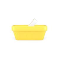 amarillo compras cesta tienda de comestibles adquisitivo que lleva realista 3d icono ilustración vector