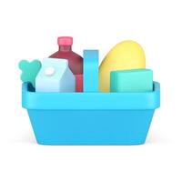 Food and drink grocery market shopping basket side view realistic 3d icon illustration vector