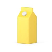 Realistic 3d icon minimalist juice yellow cardboard box with cap isometric illustration vector