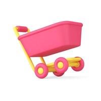 Hypermarket pushcart diagonally displaced realistic 3d icon isometric illustration vector