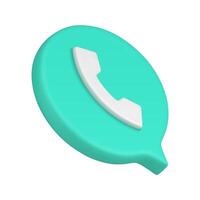 Green handset quick tips voice call center customer support realistic 3d icon isometric vector