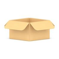 Empty open cardboard box industrial carrying and storage front side view 3d icon realistic vector