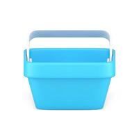 Plastic blue supermarket basket handle for grocery shopping front view realistic 3d icon vector