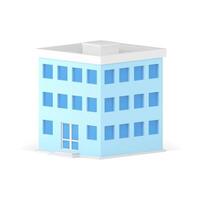 Realistic 3d icon real estate modern multistory building exterior front side view isometric vector
