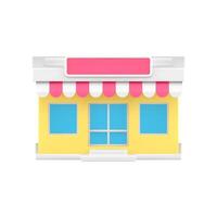 Exterior awning local store front view 3d icon realistic street retail commercial service vector