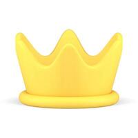 Yellow luxury glossy crown realistic 3d icon isometric illustration vector