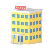 Modern yellow multistory building travel hotel service customers apartment 3d icon realistic vector