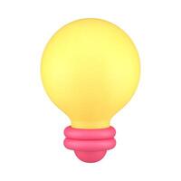 Vertical yellow illuminated light bulb business solution innovation idea realistic 3d icon vector