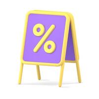 Business commercial symbol folded portable stand board with percent 3d icon isometric vector