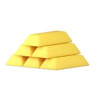 Triangle pyramid golden bullion stack front side view 3d icon realistic illustration vector