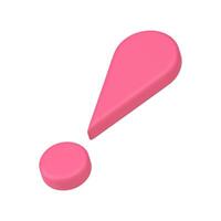 Isometric pink exclamation mark important hazard beware error attention realistic 3d icon vector