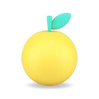 Bright glossy yellow apple lemon circle shape fruit realistic 3d icon template illustration vector