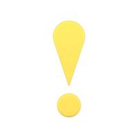 Glossy yellow exclamation mark beware error dangerous caution symbol realistic 3d icon vector