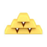 Heap golden bullion treasure richness currency investment savings 3d icon realistic vector