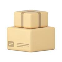 Stack of post parcel wrapped by craft paper isometric 3d icon realistic illustration vector