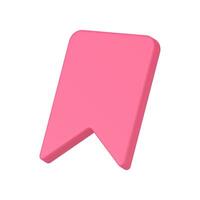 Pink glossy guidebook flag mark adding favorite saved information realistic 3d icon vector