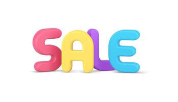 Multicolored sale word letter font decorative design realistic 3d icon illustration vector