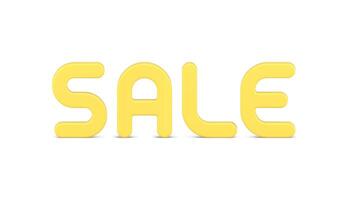 Yellow glossy sale font text word seasonal shopping discount price offer realistic 3d icon vector