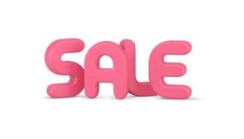 Sale pink displaced font business message shopping retail decorative design realistic 3d icon vector