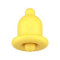 Glossy yellow ring bell notification media message application button 3d icon realistic vector