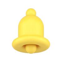 Glossy yellow ring bell notification media message application button 3d icon realistic vector