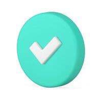 Green circled check mark isometric button success option realistic 3d icon illustration vector