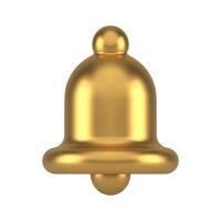 Metallic golden ring bell signal cyberspace alert new message notification realistic 3d icon vector