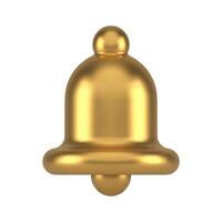 Metallic golden ring bell signal cyberspace alert new message notification realistic 3d icon vector