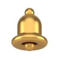Premium ring bell call web notification label warning metallic golden 3d icon realistic vector