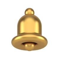 Premium ring bell call web notification label warning metallic golden 3d icon realistic vector