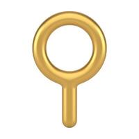 Premium metallic golden magnifying glass vertical zoom equipment realistic 3d icon vector