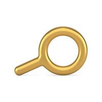 Golden metallic magnifying glass education science exploration with handle realistic 3d icon vector